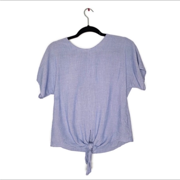 Madewell micro stripe tie front button down preppy shirt size M - Picture 2 of 6